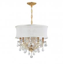  4415-GD-SMW-CL-S - Brentwood 6 Light Swarovski Strass Crystal Gold Drum Shade Chandelier