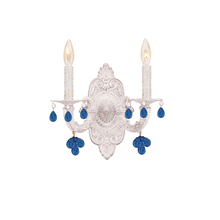 Crystorama 5200-AW-BLUE - Paris Market 2 Light Blue Crystal White Sconce