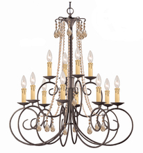 Crystorama 5212-DR-GTS - Crystorama Soho 12 Light Golden Teak Swarovski Strass Crystal Chandelier