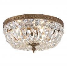  712-OB-CL-S - Crystorama 3 Light Swarovski Strass Crystal Olde Brass Flush Mount