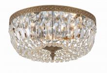  714-OB-CL-S - Crystorama 3 Light Swarovski Strass Crystal Olde Brass Flush Mount