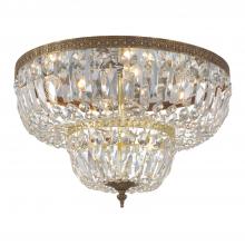  718-OB-CL-S - Crystorama 4 Light Swarovski Strass Crystal Olde Brass Flush Mount