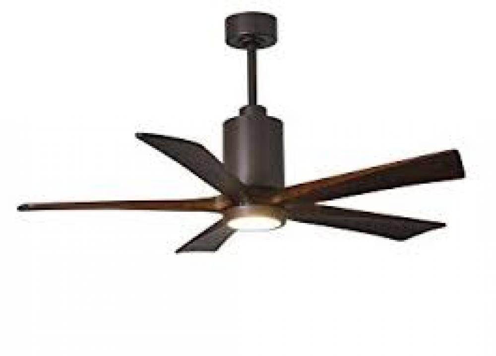 Patricia-5 five-blade ceiling fan in Textured Bronze finish with 52” solid walnut tone blades an