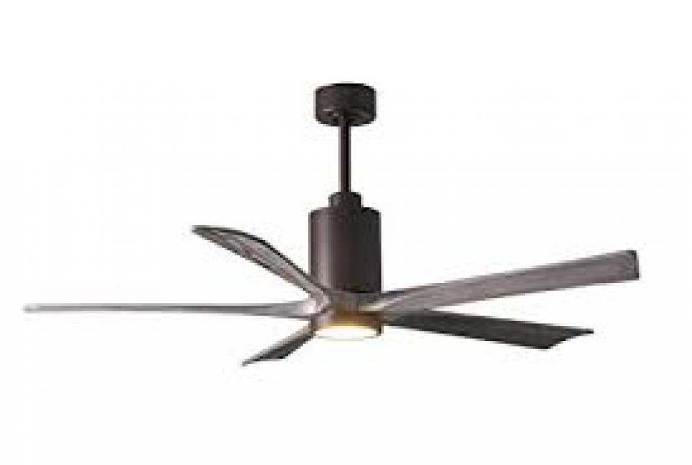 Patricia-5 five-blade ceiling fan in Textured Bronze finish with 52” solid barn wood tone blades