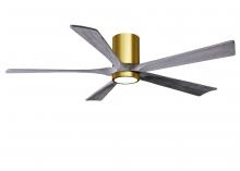 Matthews Fan Company IR5HLK-BRBR-BW-60 - IR5HLK five-blade flush mount paddle fan in Brushed Brass finish with 60” solid walnut tone blad