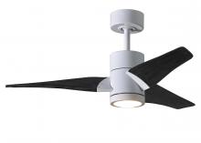 Matthews Fan Company SJ-WH-BK-42 - Super Janet three-blade ceiling fan in Gloss White finish with 42” solid matte blade wood blades