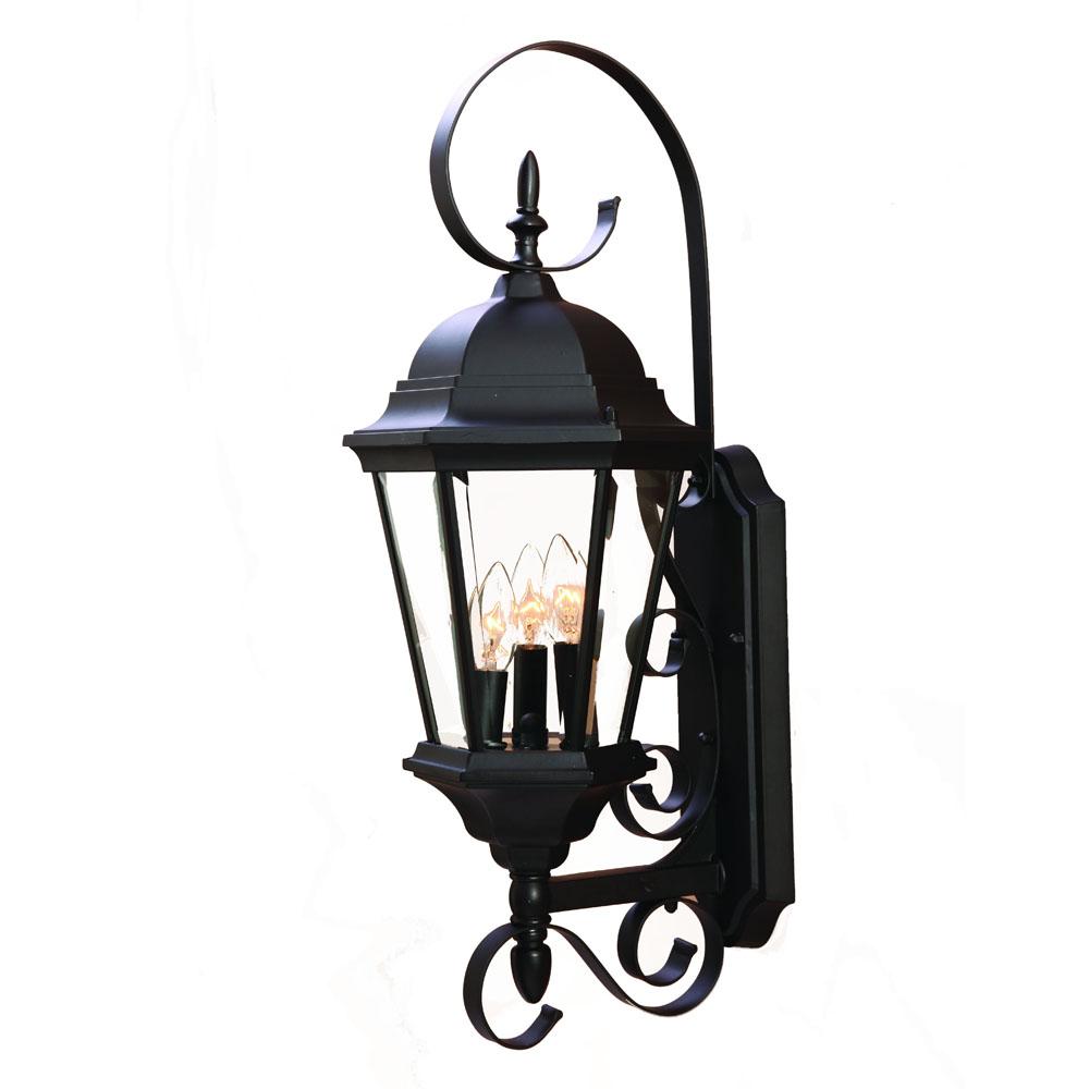 New Orleans Collection Wall-Mount 3-Light Outdoor Matte Black Light Fixture