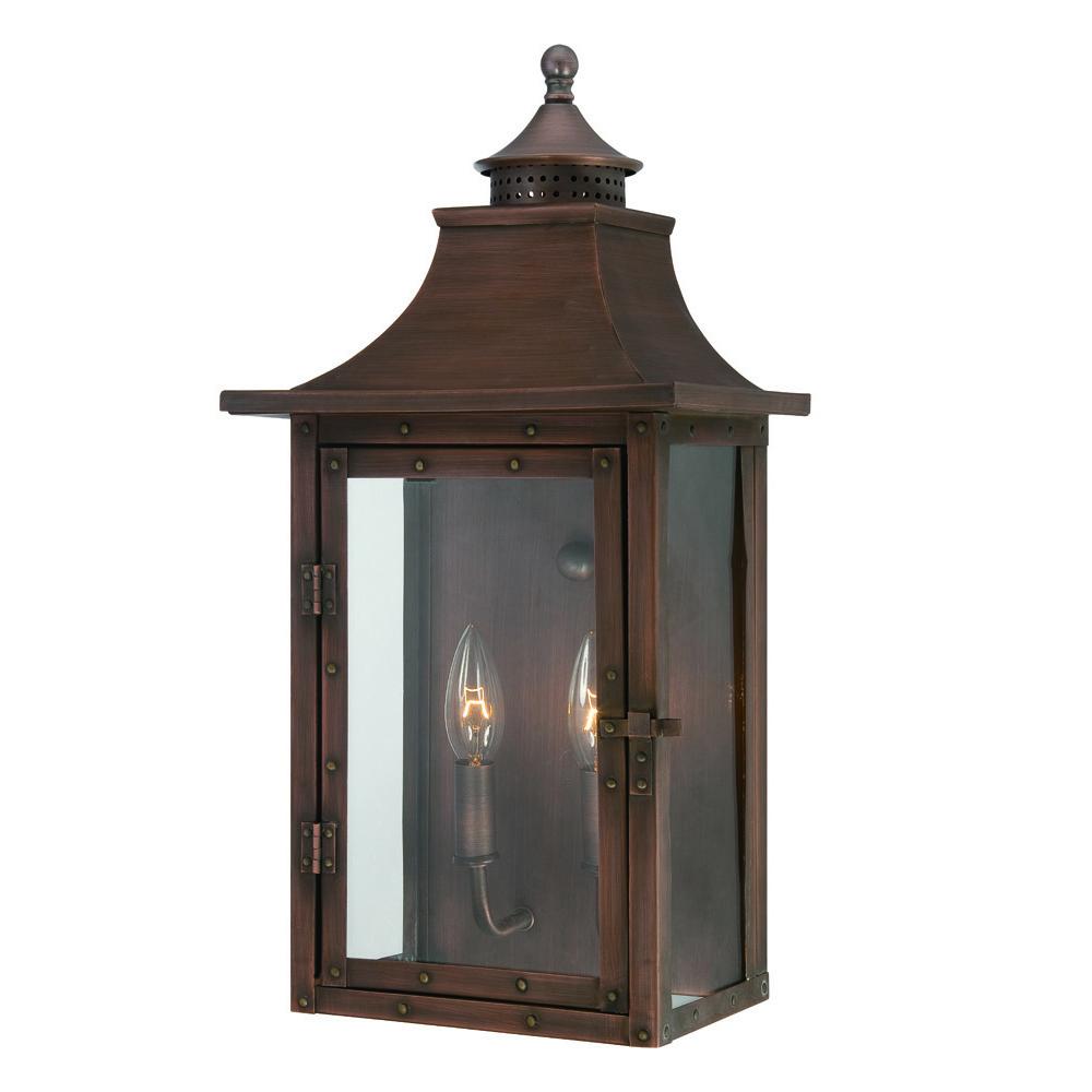 St. Charles Collection Wall-Mount 2-Light Outdoor Copper Patina Light Fixture