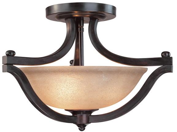 Two Light Antique Bronze Bowl Semi-Flush Mount