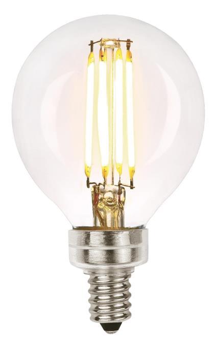 6W G16-1/2 Filament LED Clear Dimmable 2700K E12 (Candelabra) Base, 120 Volt, Card, 2-Pack