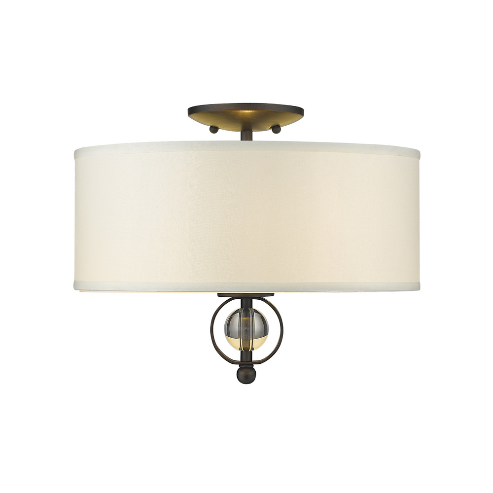 Cerchi Flush Mount in Rubbed Bronze with Opal Satin Shade