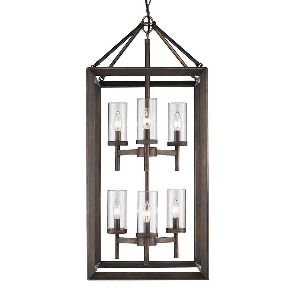 Smyth 6 Light Pendant Gunmetal Bronze Clear Glass A34t The Lighting Gallery