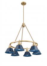 Golden 3306-6 BCB-NVY - Orwell BCB 6 Light Chandelier in Brushed Champagne Bronze with Matte Navy shades