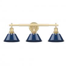 Golden 3306-BA3 BCB-NVY - Orwell BCB 3 Light Bath Vanity in Brushed Champagne Bronze with Matte Navy shades