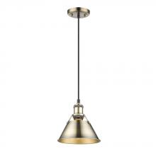 Golden 3306-S AB-AB - Orwell AB Small Pendant - 7" in Aged Brass with Aged Brass shade