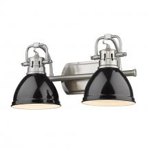 Golden 3602-BA2 PW-BK - Duncan 2 Light Bath Vanity in Pewter with Black Shades