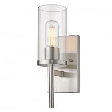 Golden 7011-1W PW-CLR - Winslett Wall Sconce in Pewter with Ribbed Clear Glas Shade
