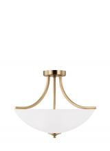 Generation Lighting 7716503EN3-848 - Geary traditional indoor dimmable LED medium 3-light semi-flush convertible pendant in satin brass f