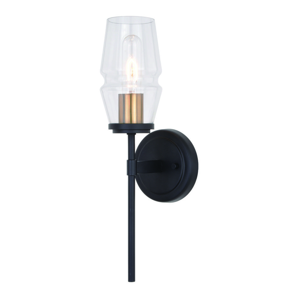 Warren 1 Light Wall Light Matte Black and Brushed Brass