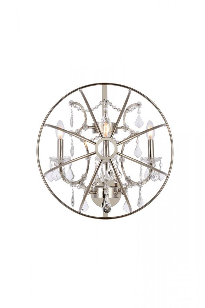 Geneva 3 Light Polished Nickel Wall Sconce Clear Royal Cut Crystal