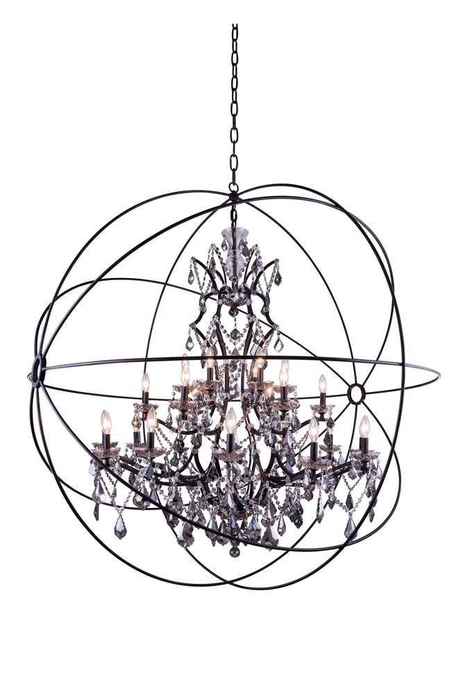 Geneva 25 Light Dark Bronze Chandelier Silver Shade (Grey) Royal Cut Crystal