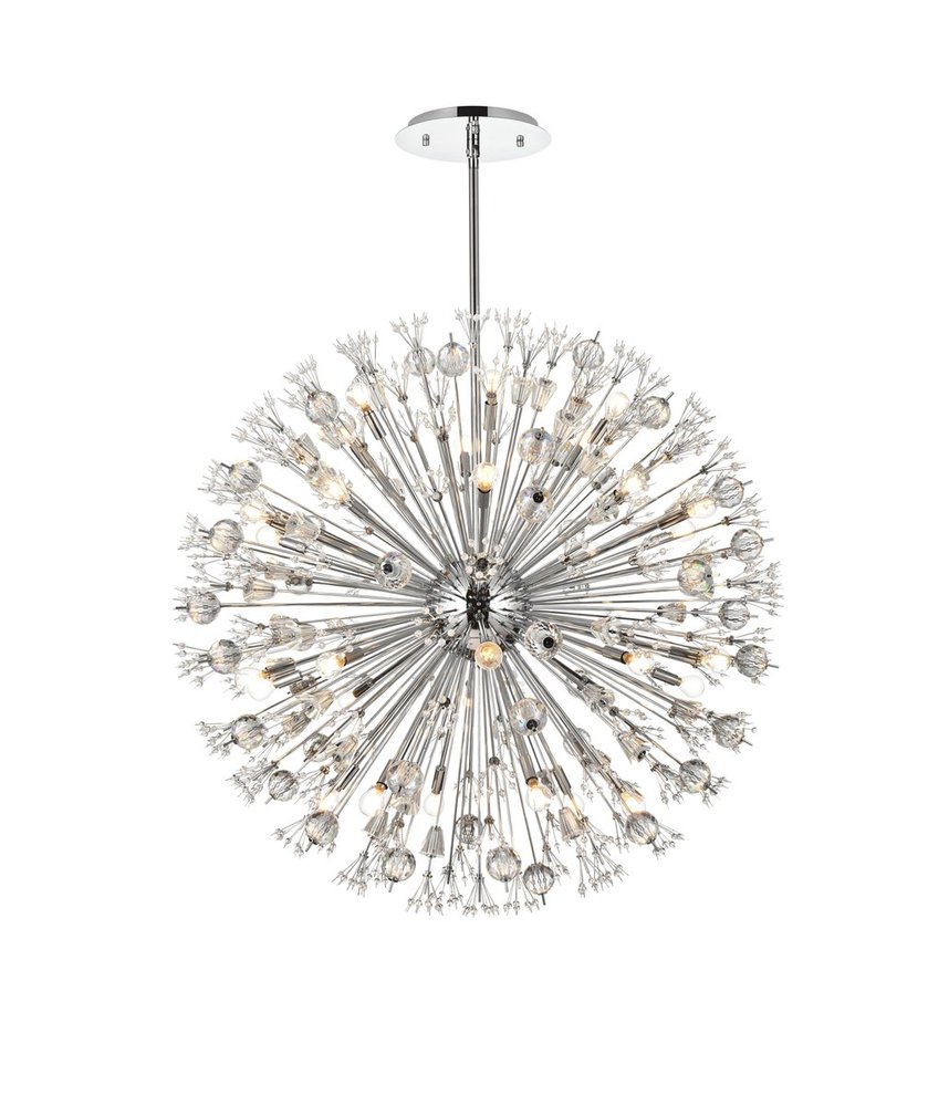 Vera 44 Inch Crystal Starburst Round Pendant in Chrome