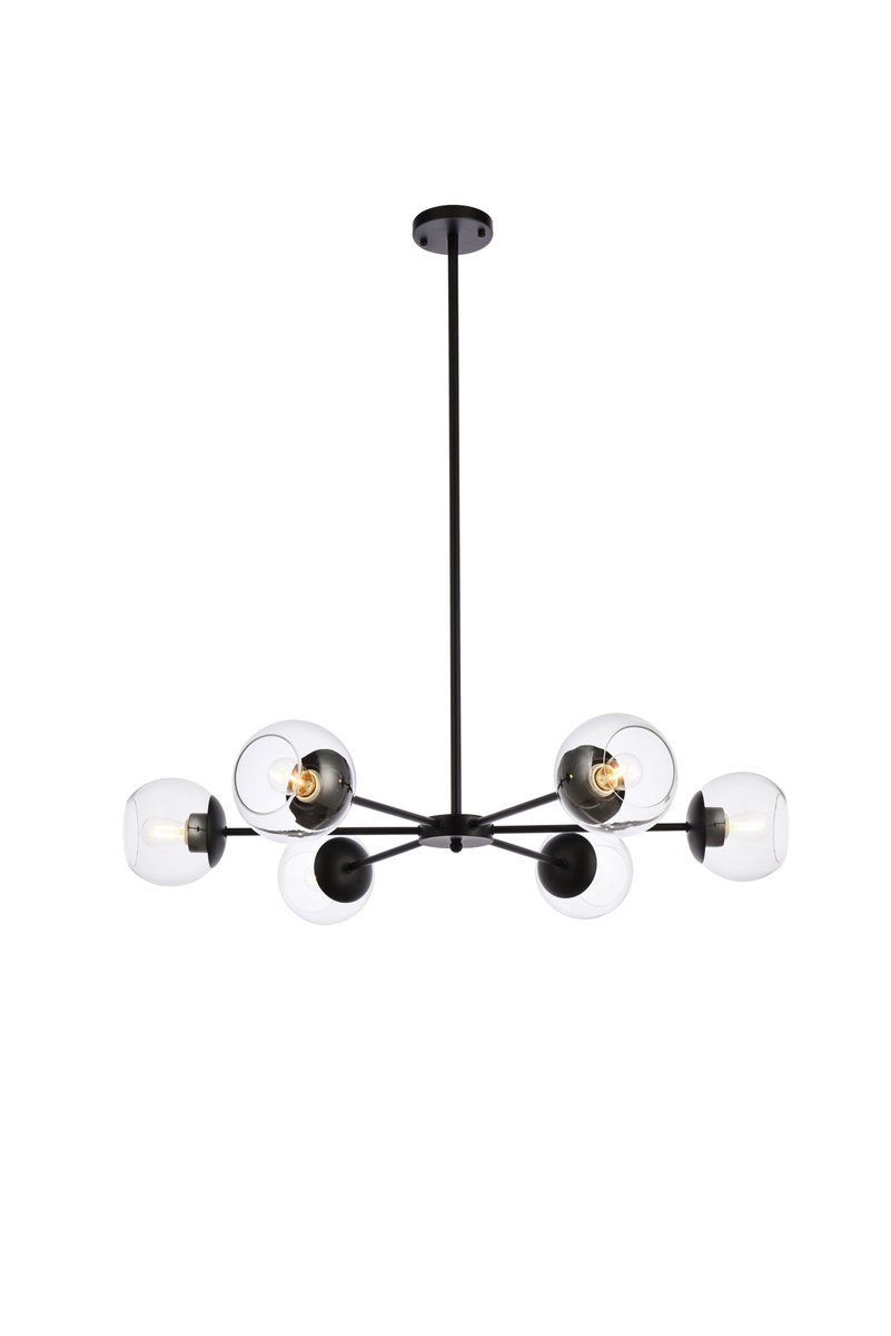 Briggs 36 Inch Pendant in Black with Clear Shade