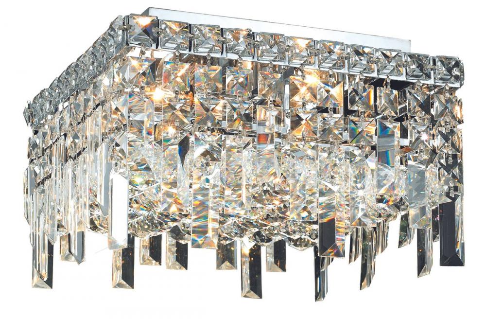 MaxIme 5 Light Chrome Flush Mount Clear Royal Cut Crystal