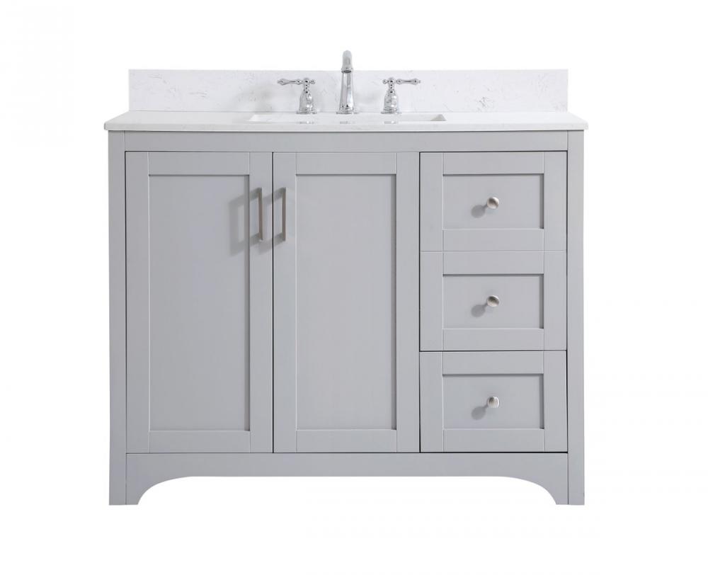 42 Inch Single Bathroom Vanity in Grey with Backsplash