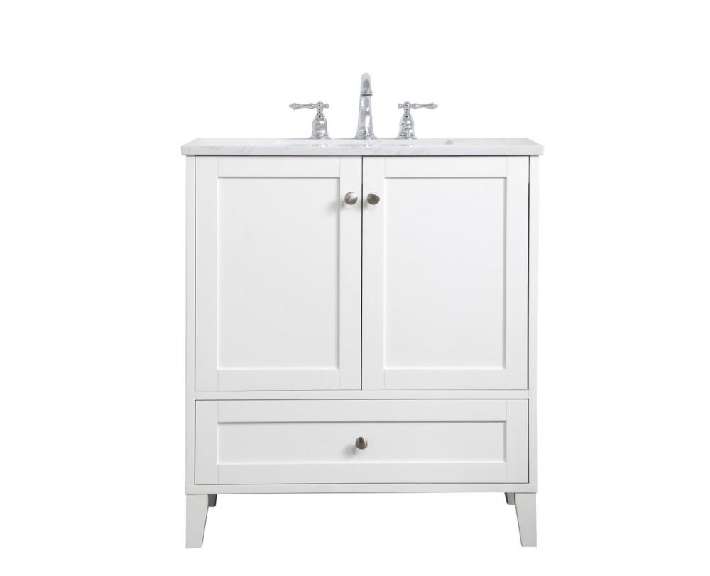 30 Inch Single Bathroom Vanity in White