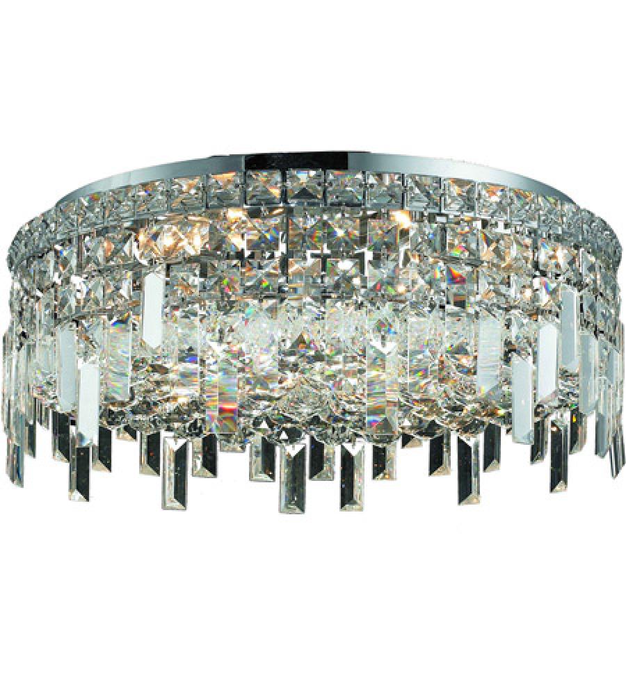 MaxIme 6 Light Chrome Flush Mount Clear Royal Cut Crystal