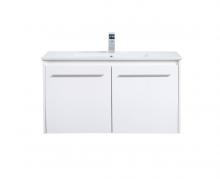 Elegant VF44036WH - 36 Inch Single Bathroom Floating Vanity in White