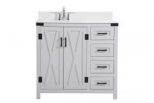 Elegant VF90236GR-BS - 36 Inch Bathroom Vanity in Grey with Backsplash