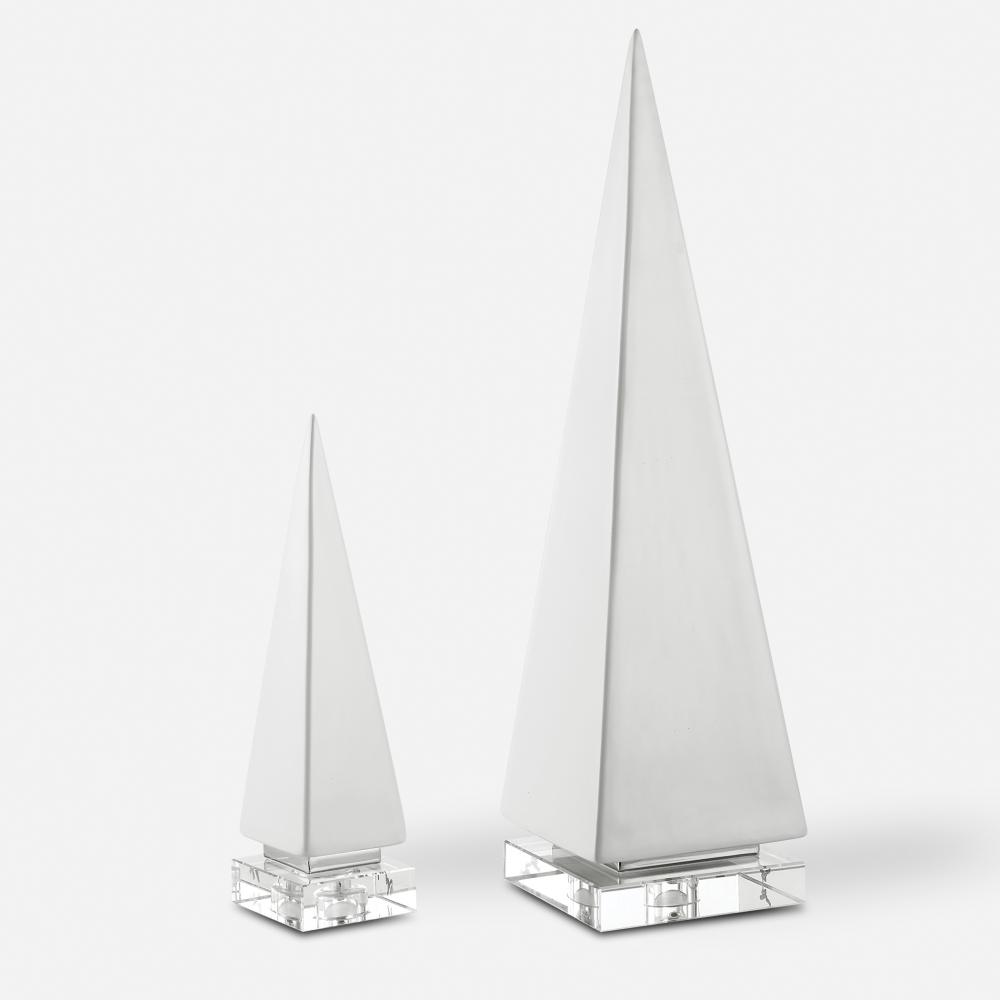 Great Pyramids Sculpture In White, S/2